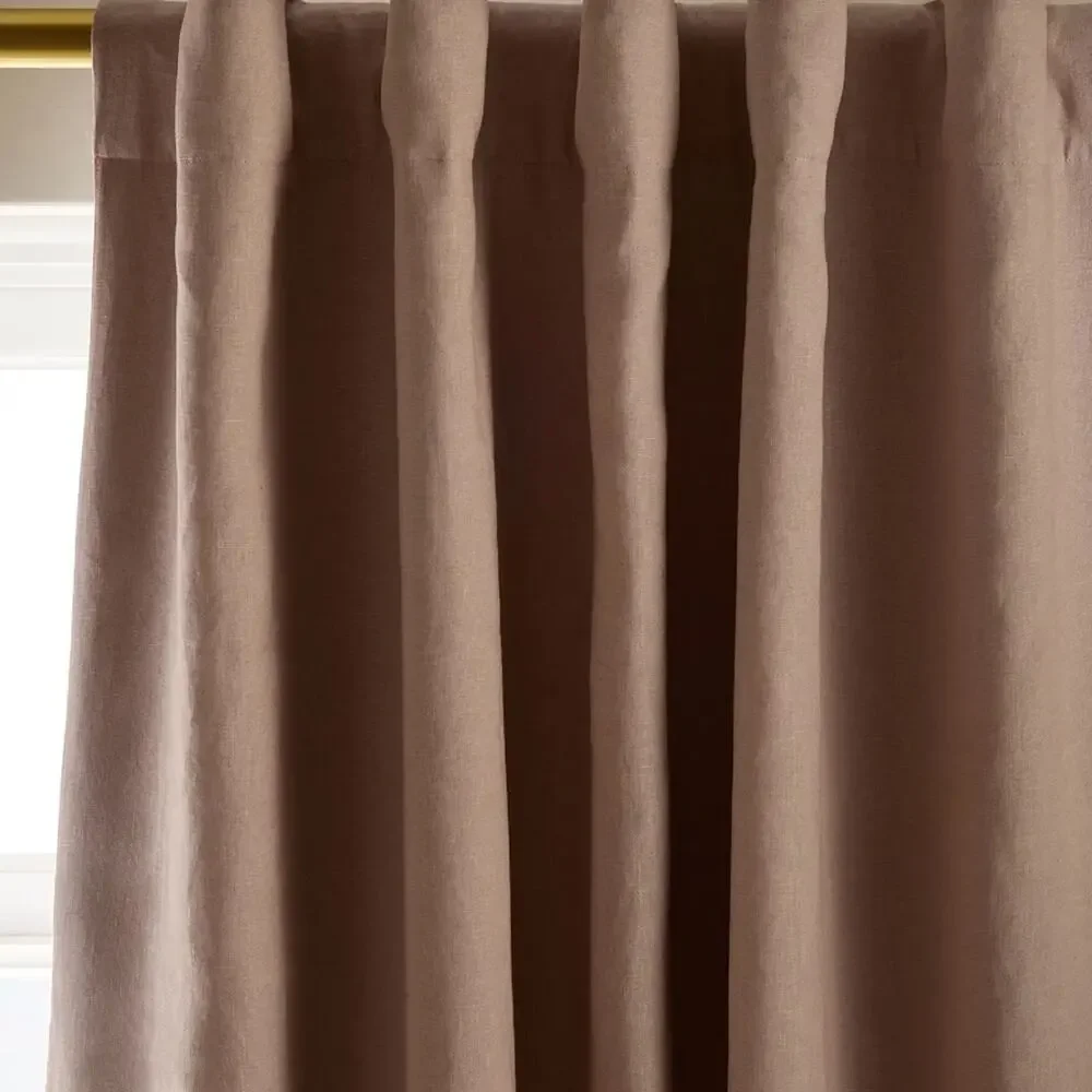 Quince European Linen Blackout Curtain Panel Rose Quartz 48”x96”